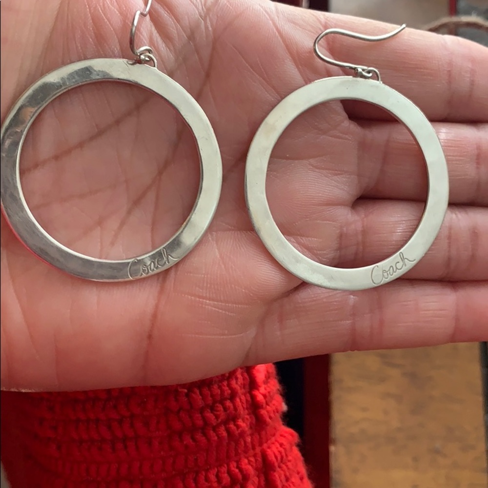 AUTH Sterling Silver Coach Earrings